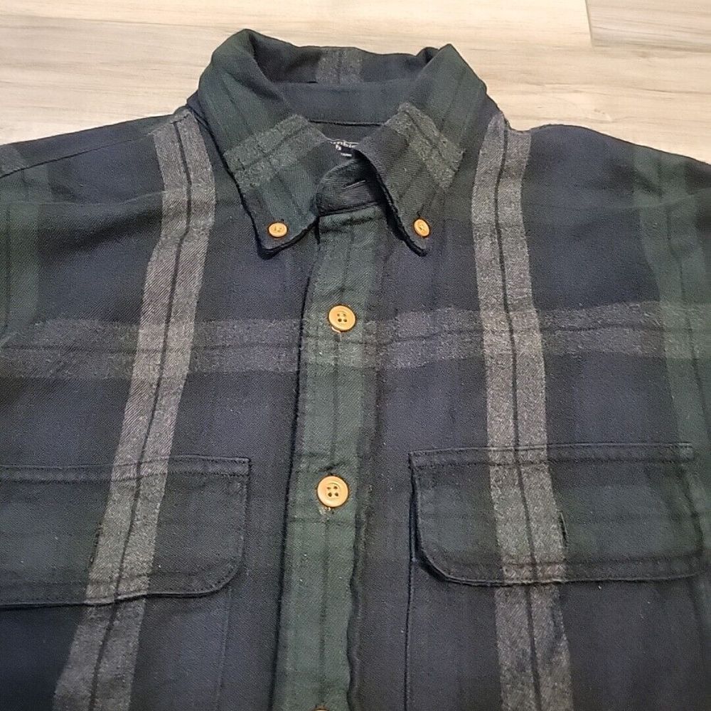Abercrombie Fitch A&F  Shirt‎ Mens Large Blue Green Plaid Flannel Button Up